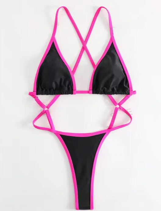 Women's Triangle Bikini Set with Contrast Trim