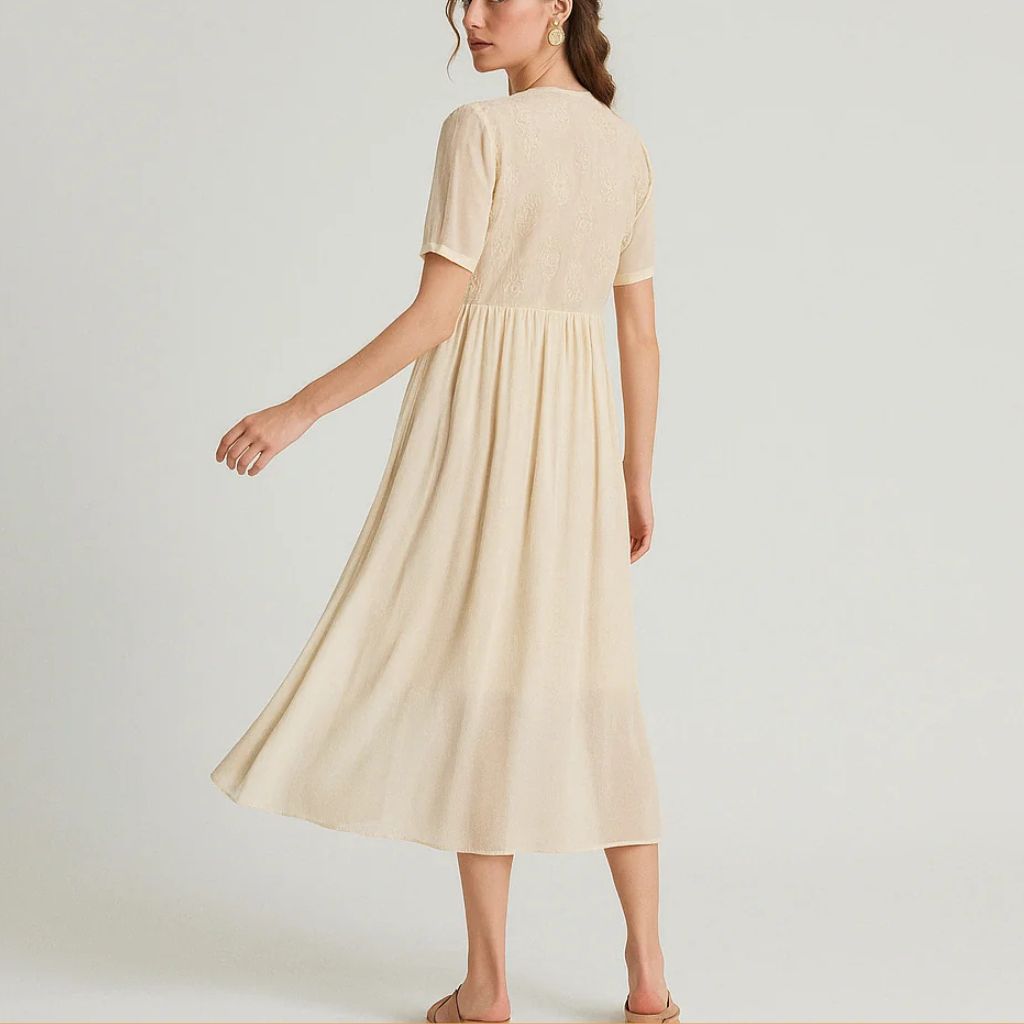 Embroidered Chiffon Maxi Dress – Elegant Summer Look