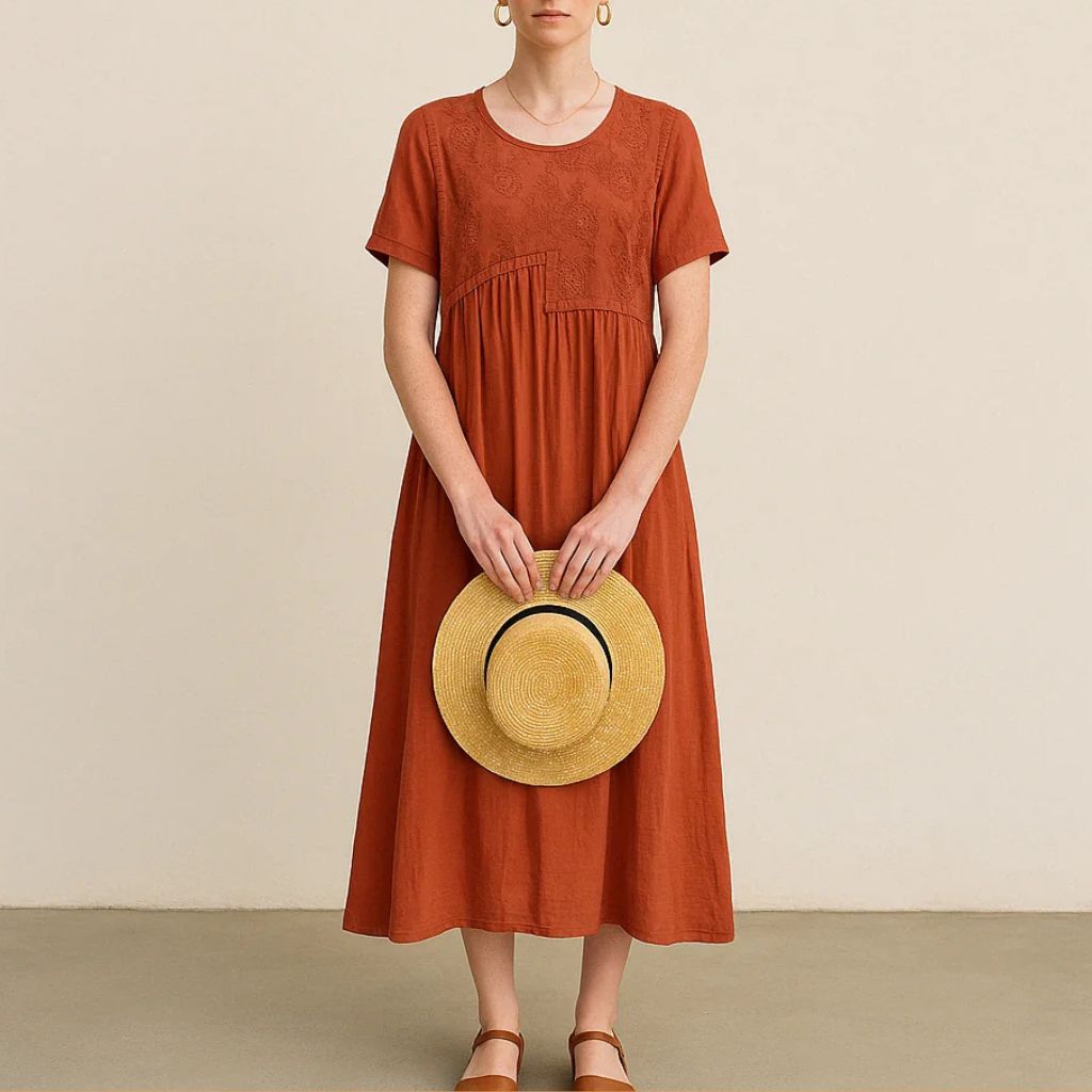 Embroidered Chiffon Maxi Dress – Elegant Summer Look
