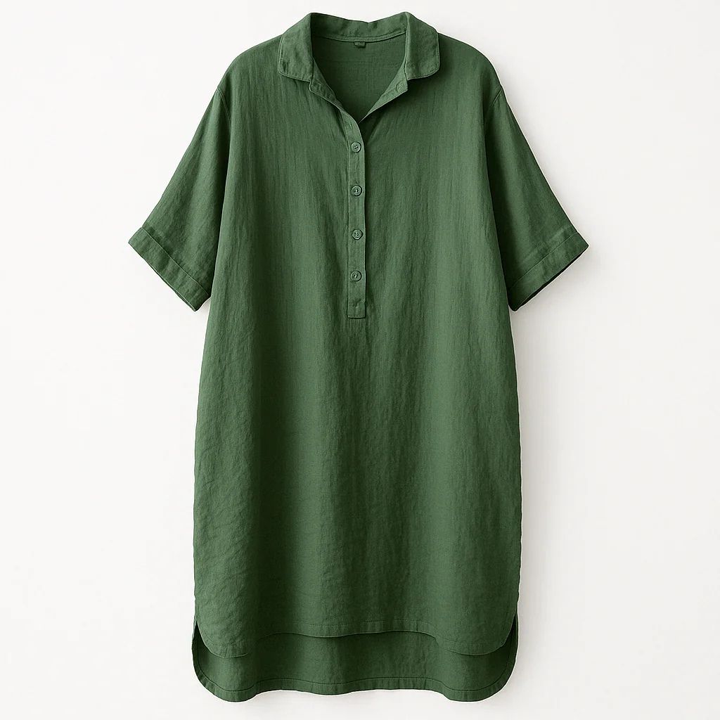 Jade Linen Shirt Dress – Relaxed Fit Summer Essential