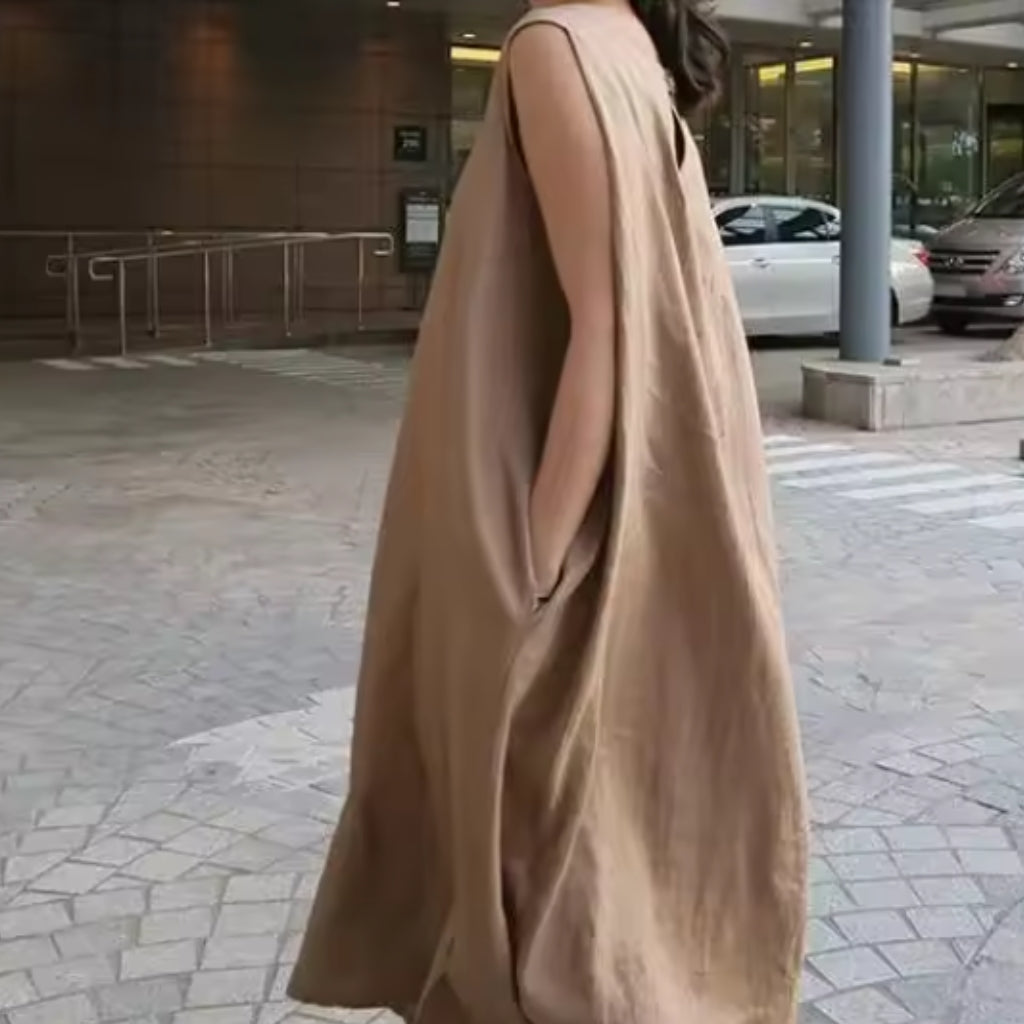 Linen Sleeveless Maxi Dress – Effortless Summer Elegance