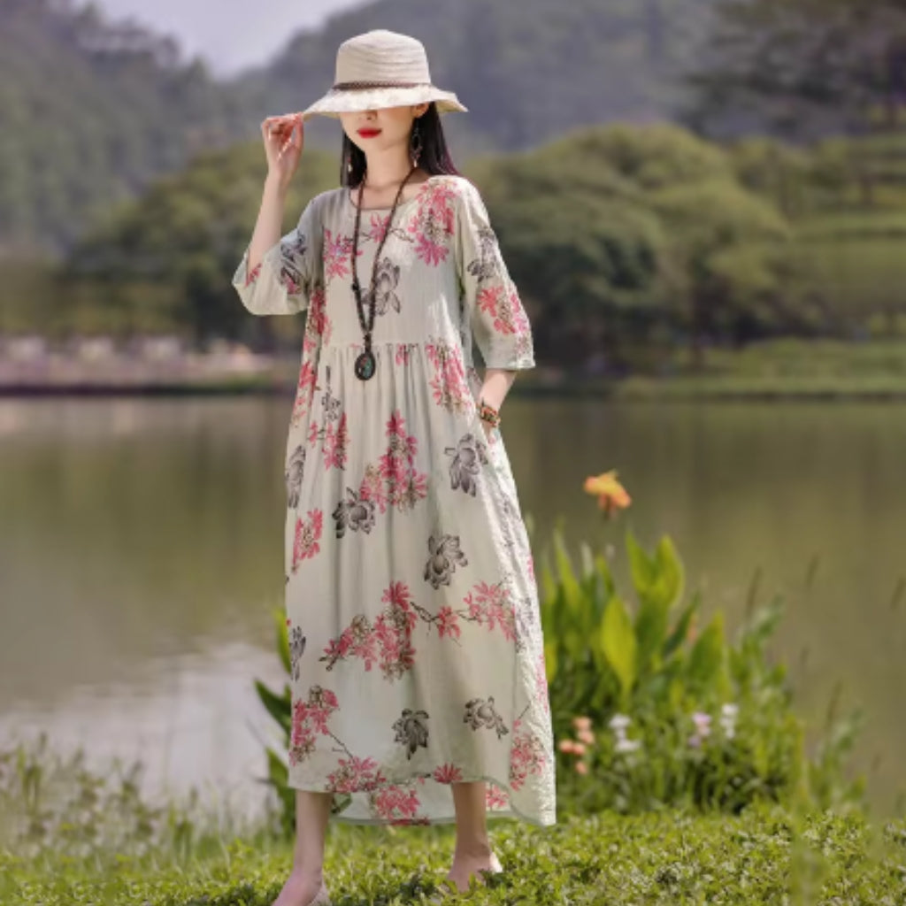 Floral Print Maxi Dress – Relaxed Fit