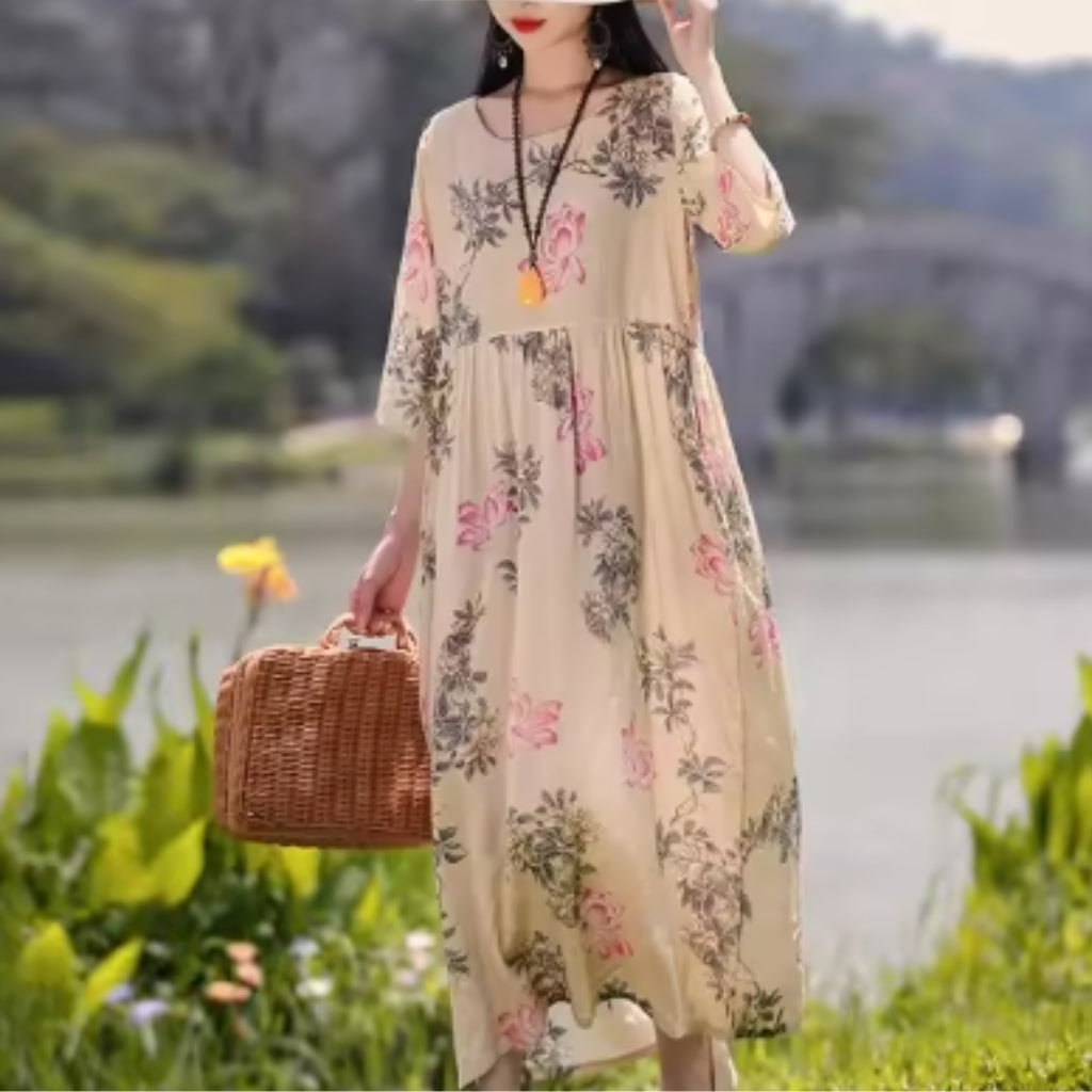Floral Print Maxi Dress – Relaxed Fit
