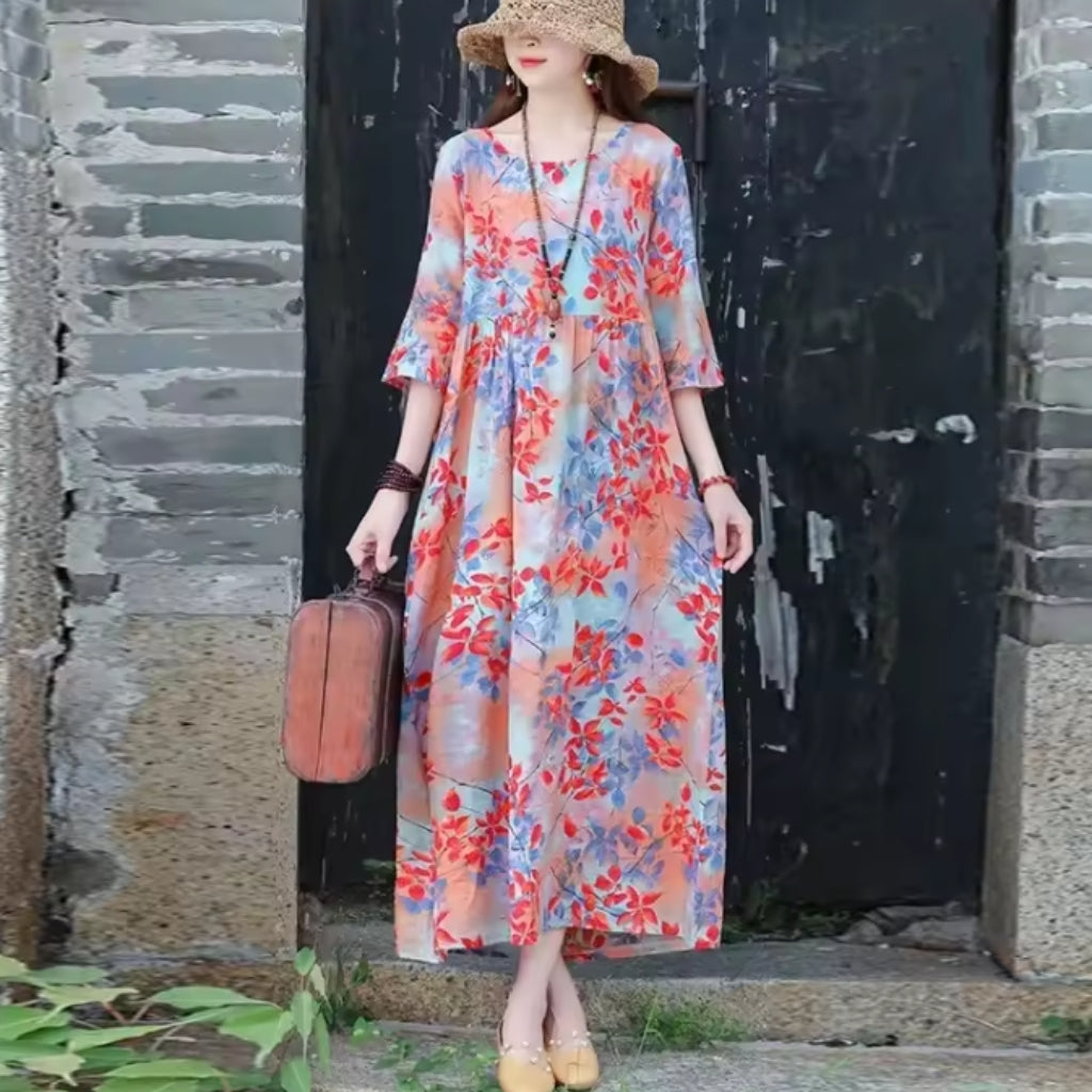 Floral Print Maxi Dress – Relaxed Fit