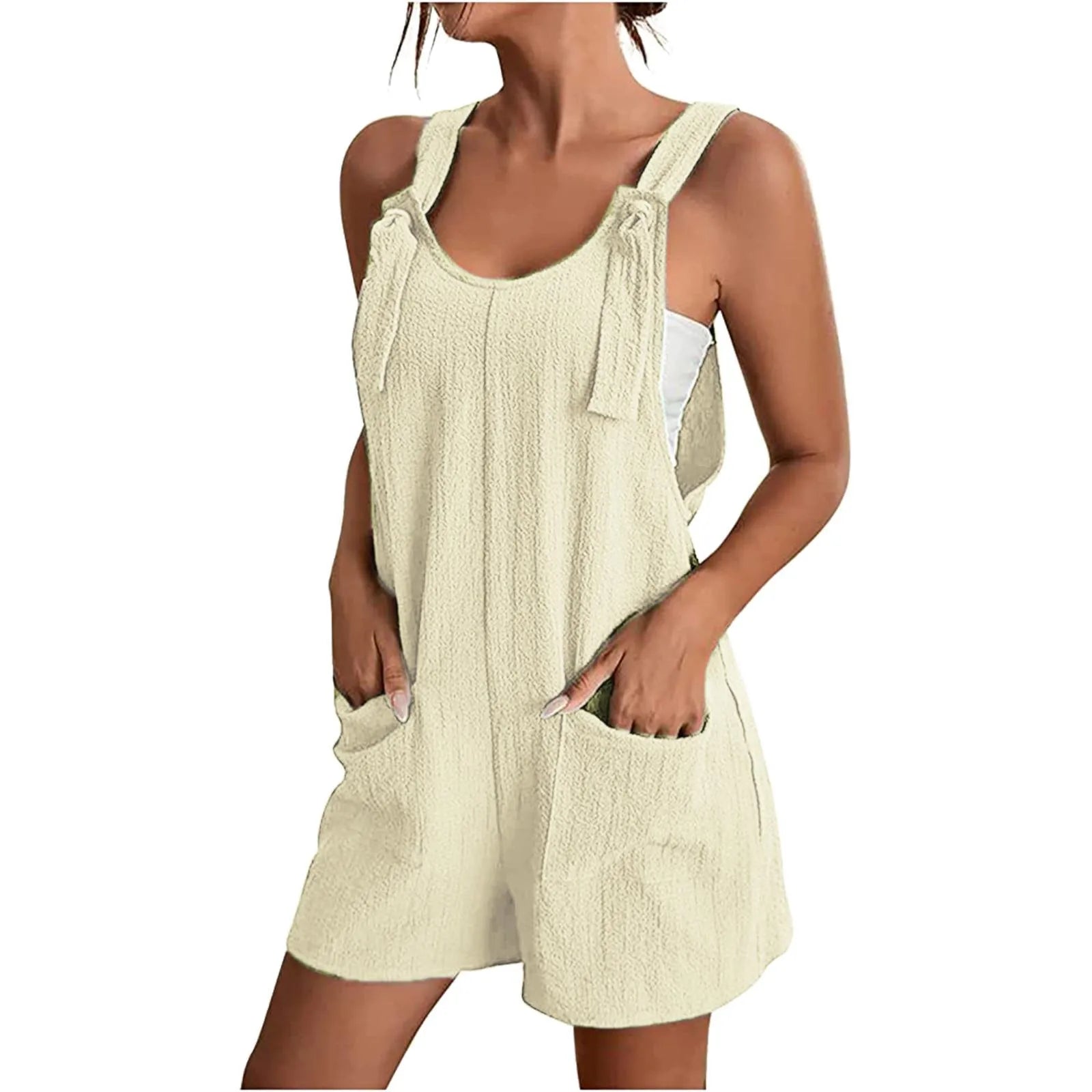 Casual Sleeveless Romper with Pockets – Lightweight Summer Playsuit