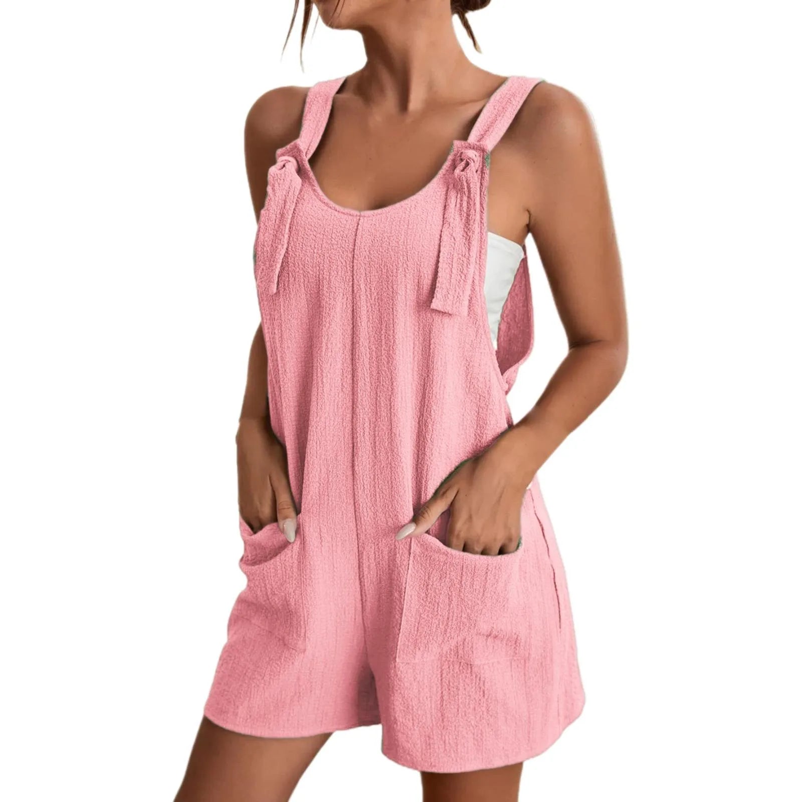 Casual Sleeveless Romper with Pockets – Lightweight Summer Playsuit