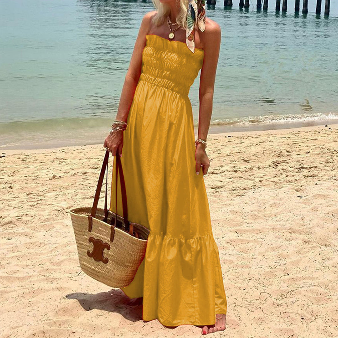 Strapless Smocked Maxi Dress – Beach Vacation & Casual Summer Style