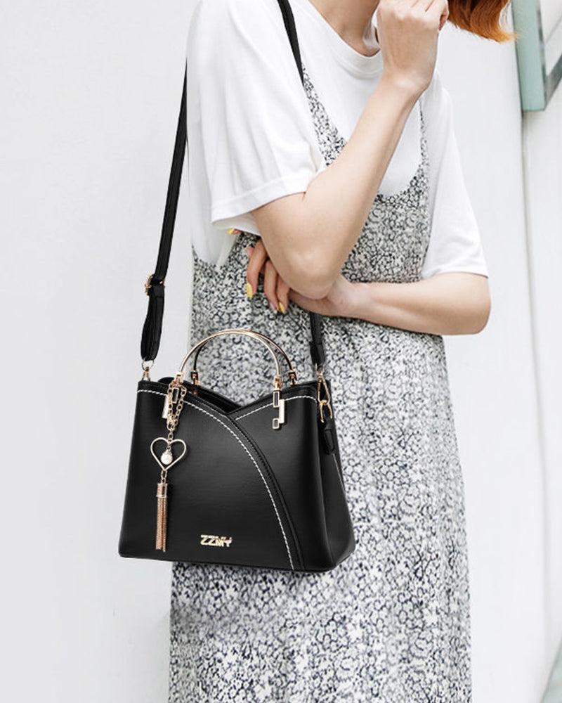 Ladies' Tote Bag – Heart Charm, Versatile Crossbody Bag