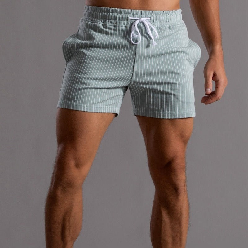 Men's Ribbed Shorts – Drawstring Waist, Relaxed Fit Casual Summer Wear