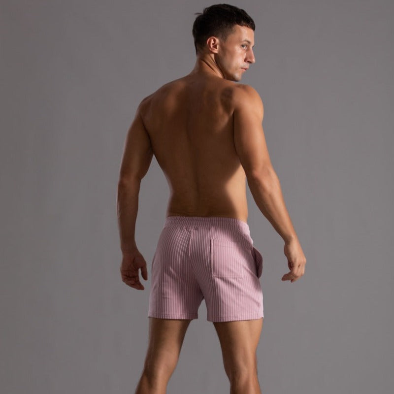 Men's Ribbed Shorts – Drawstring Waist, Relaxed Fit Casual Summer Wear