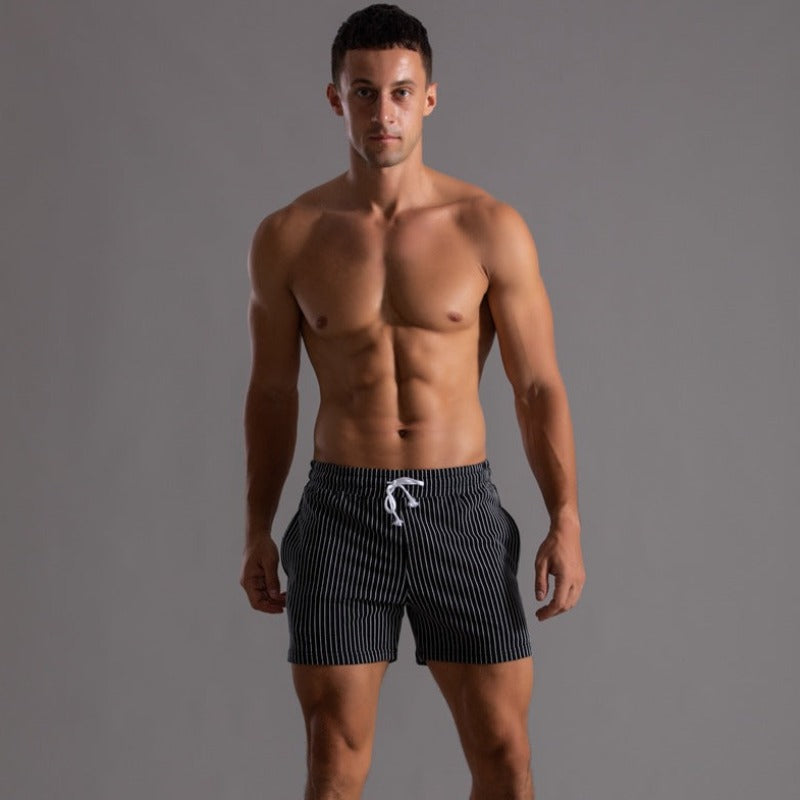 Men's Ribbed Shorts – Drawstring Waist, Relaxed Fit Casual Summer Wear