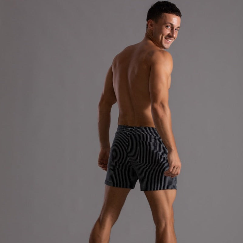 Men's Ribbed Shorts – Drawstring Waist, Relaxed Fit Casual Summer Wear
