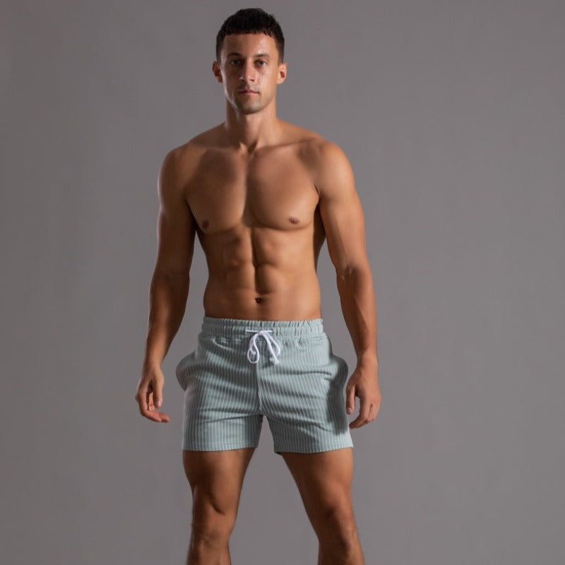 Men's Ribbed Shorts – Drawstring Waist, Relaxed Fit Casual Summer Wear