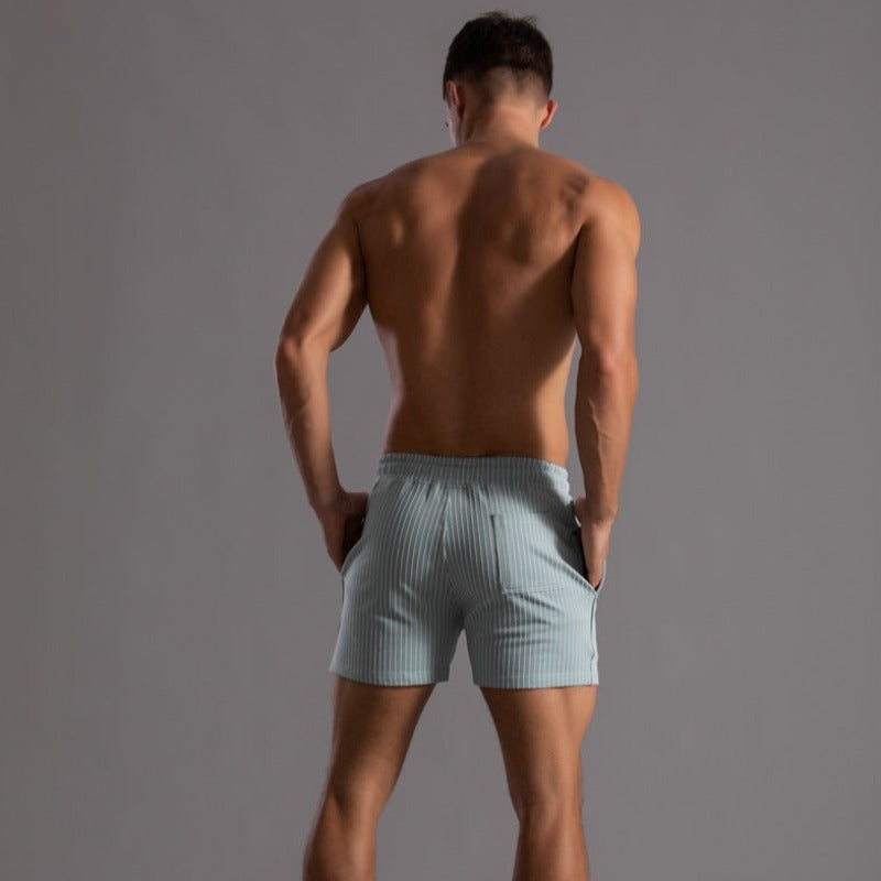 Men's Ribbed Shorts – Drawstring Waist, Relaxed Fit Casual Summer Wear