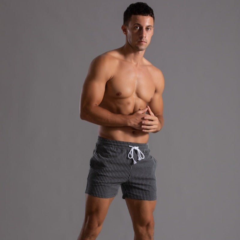 Men's Ribbed Shorts – Drawstring Waist, Relaxed Fit Casual Summer Wear