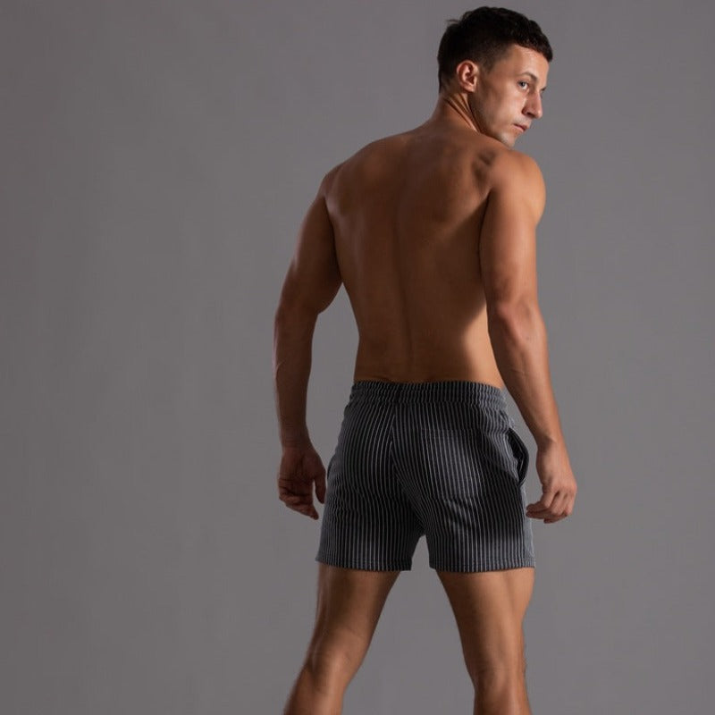 Men's Ribbed Shorts – Drawstring Waist, Relaxed Fit Casual Summer Wear