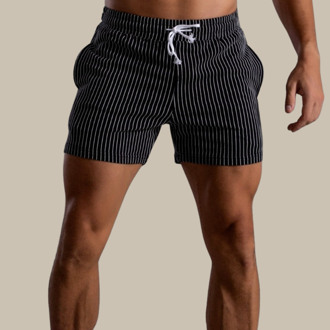 Men's Ribbed Shorts – Drawstring Waist, Relaxed Fit Casual Summer Wear