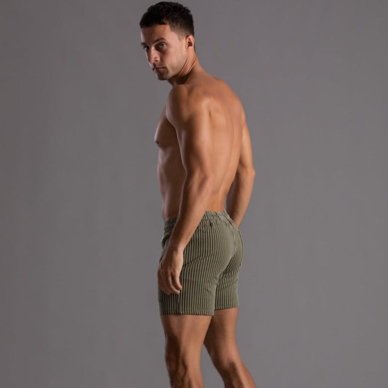 Men's Ribbed Shorts – Drawstring Waist, Relaxed Fit Casual Summer Wear
