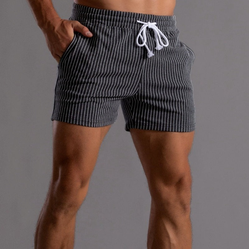 Men's Ribbed Shorts – Drawstring Waist, Relaxed Fit Casual Summer Wear
