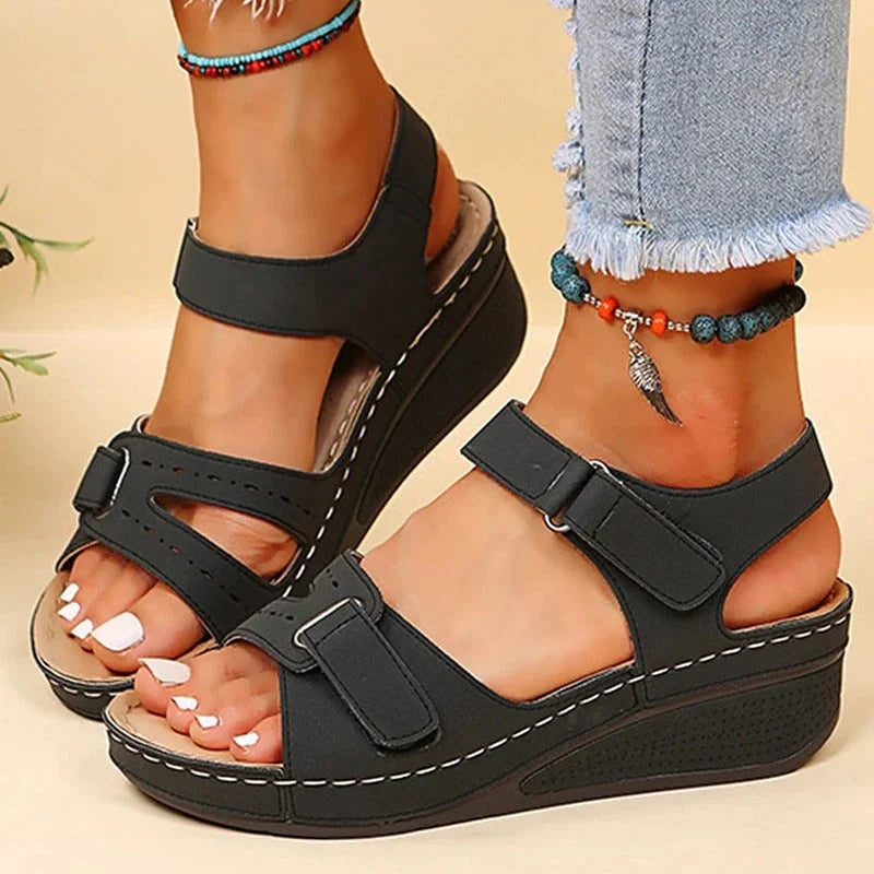 Women's Wedge Sandals – Adjustable Strap, Comfy Everyday Summer Shoes