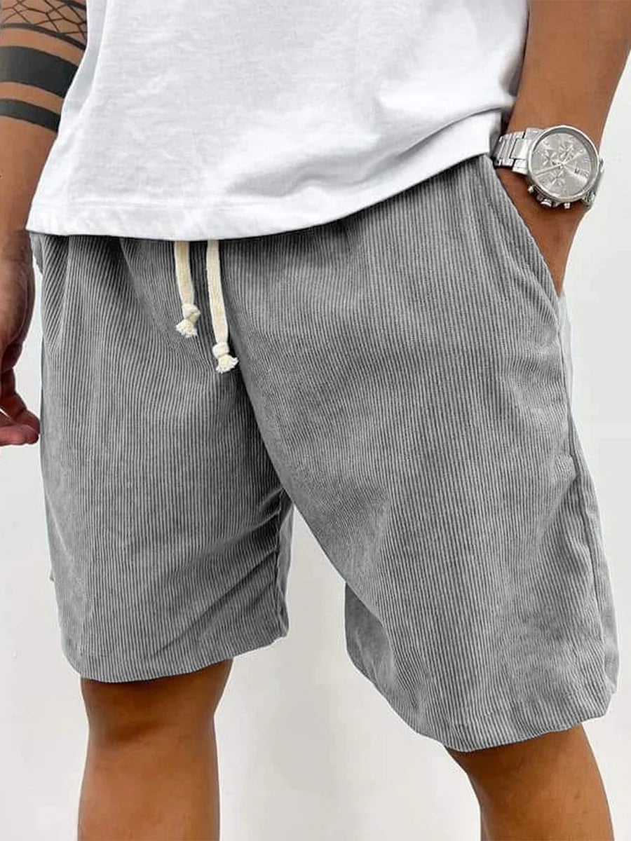Men's Corduroy Shorts – Drawstring Waist, Relaxed Fit Casual Summer Wear