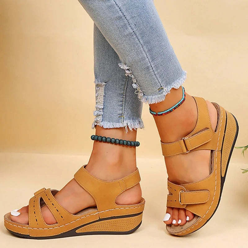 Women's Wedge Sandals – Adjustable Strap, Comfy Everyday Summer Shoes