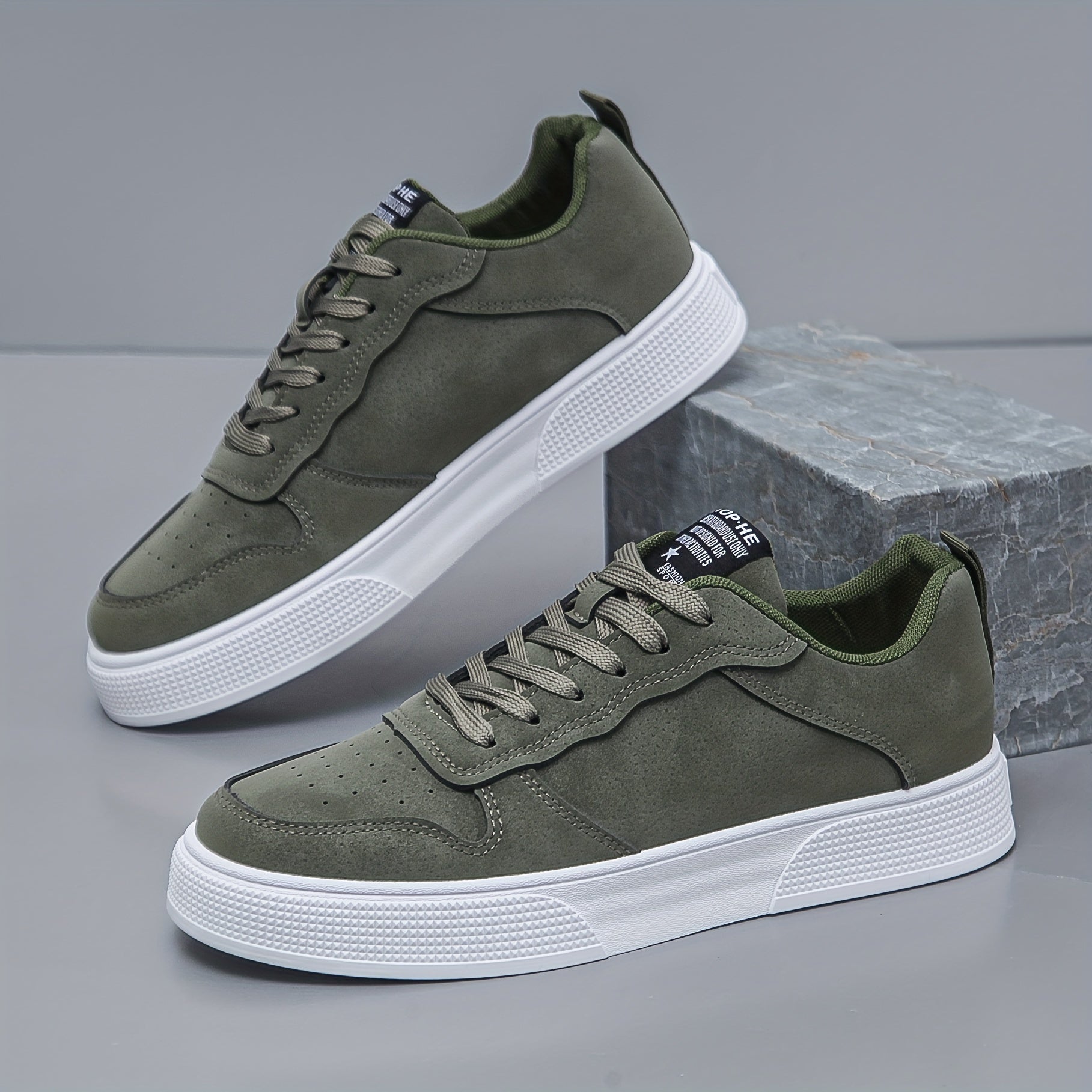Men’s Trainers – Suede Panel Detail, Cushioned Sole Everyday Footwear