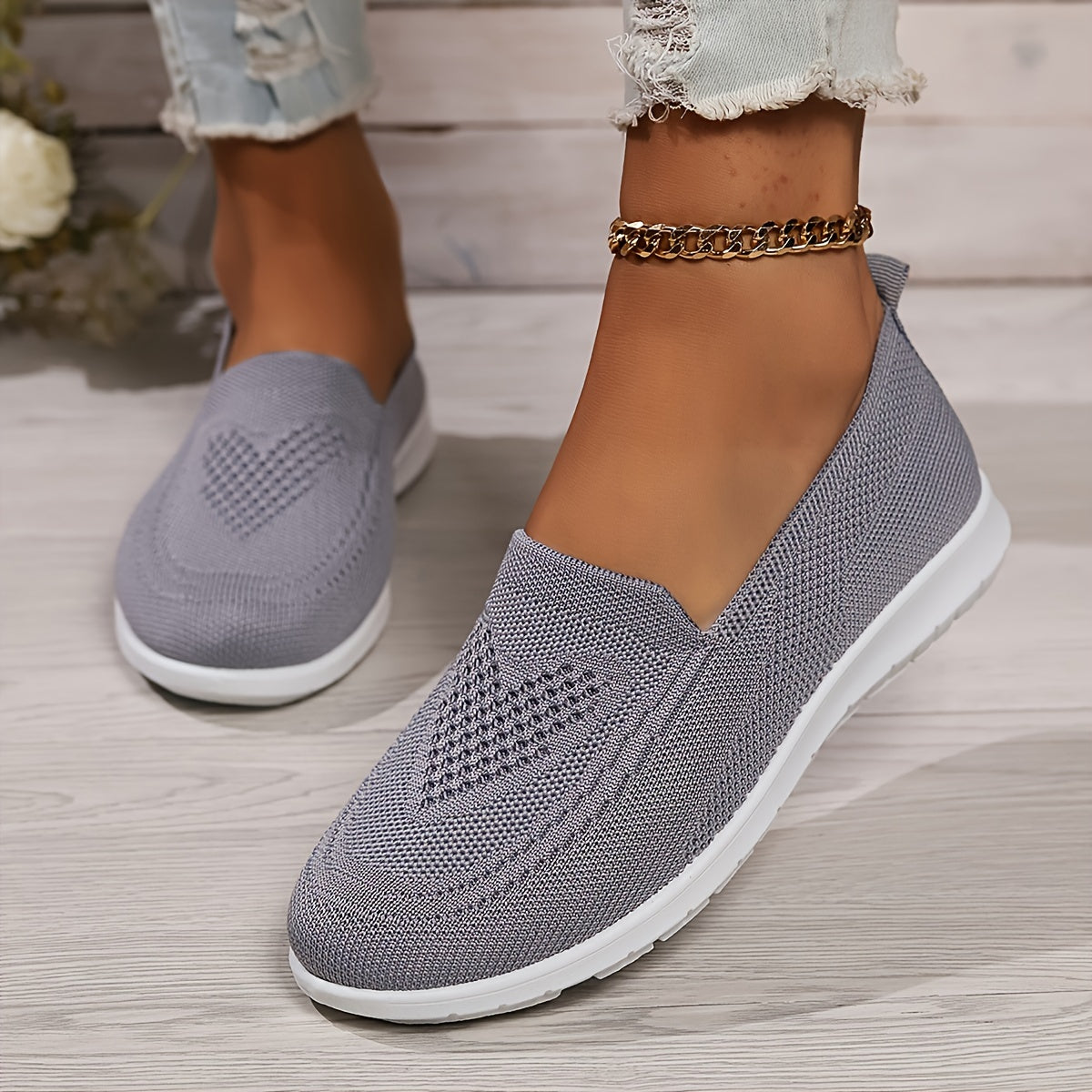 Women's Slip-On Trainers – Breathable Knit, Lightweight Everyday Wear