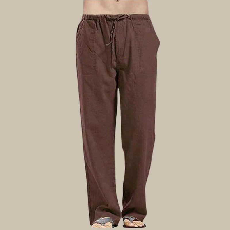 Men's Cotton Trousers – Drawstring Waist, Loose Fit Casual Wear