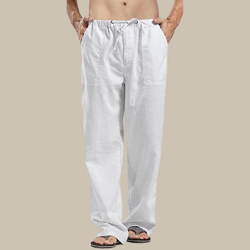 Men's Cotton Trousers – Drawstring Waist, Loose Fit Casual Wear