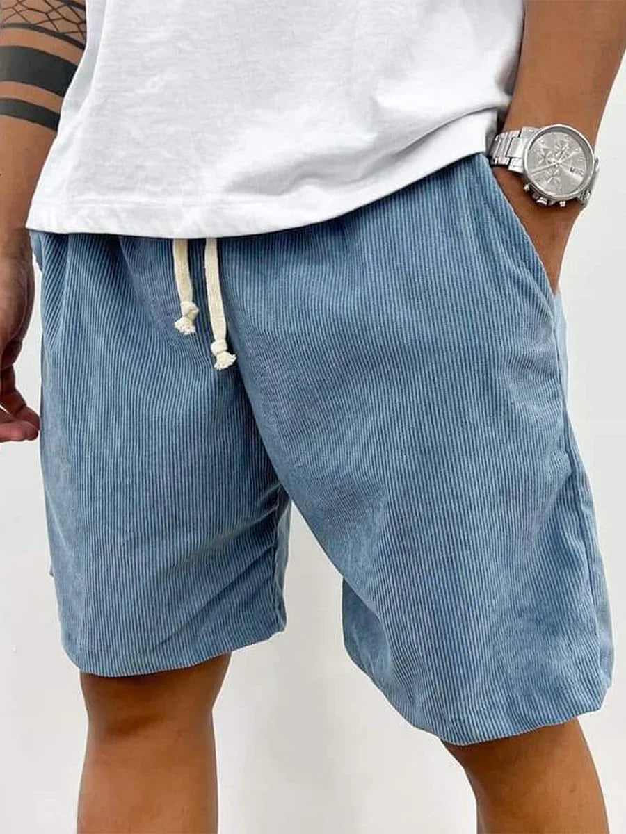 Men's Corduroy Shorts – Drawstring Waist, Relaxed Fit Casual Summer Wear