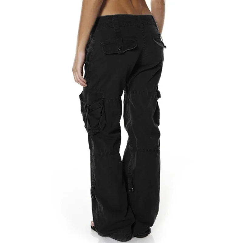 Women's Cargo Trousers – Multi-Pocket, Relaxed Fit Y2K Streetwear