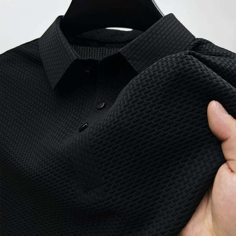 Men's Polo Shirt – Textured Weave, Breathable Smart Casual Top