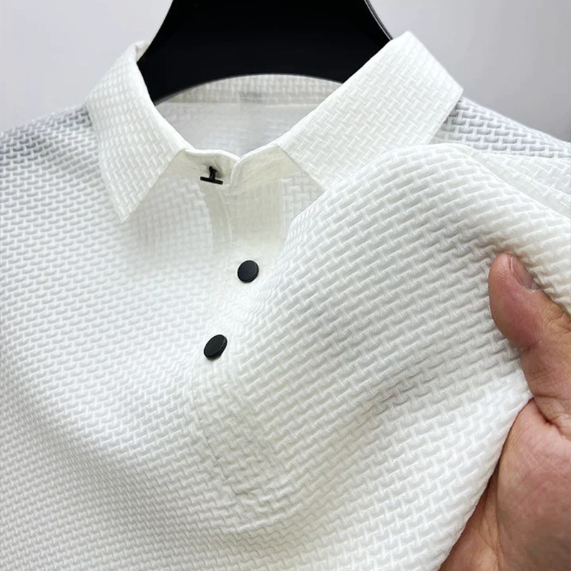 Men's Polo Shirt – Textured Weave, Breathable Smart Casual Top