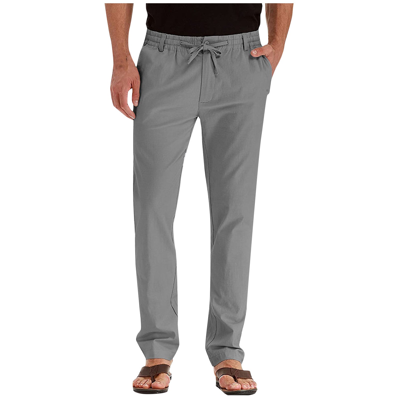Men's Trousers – Drawstring Waist, Lightweight Smart Casual
