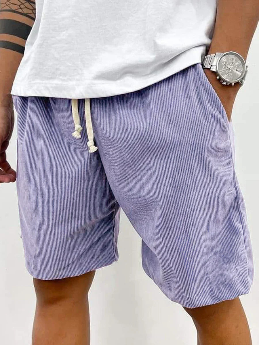 Men's Corduroy Shorts – Drawstring Waist, Relaxed Fit Casual Summer Wear