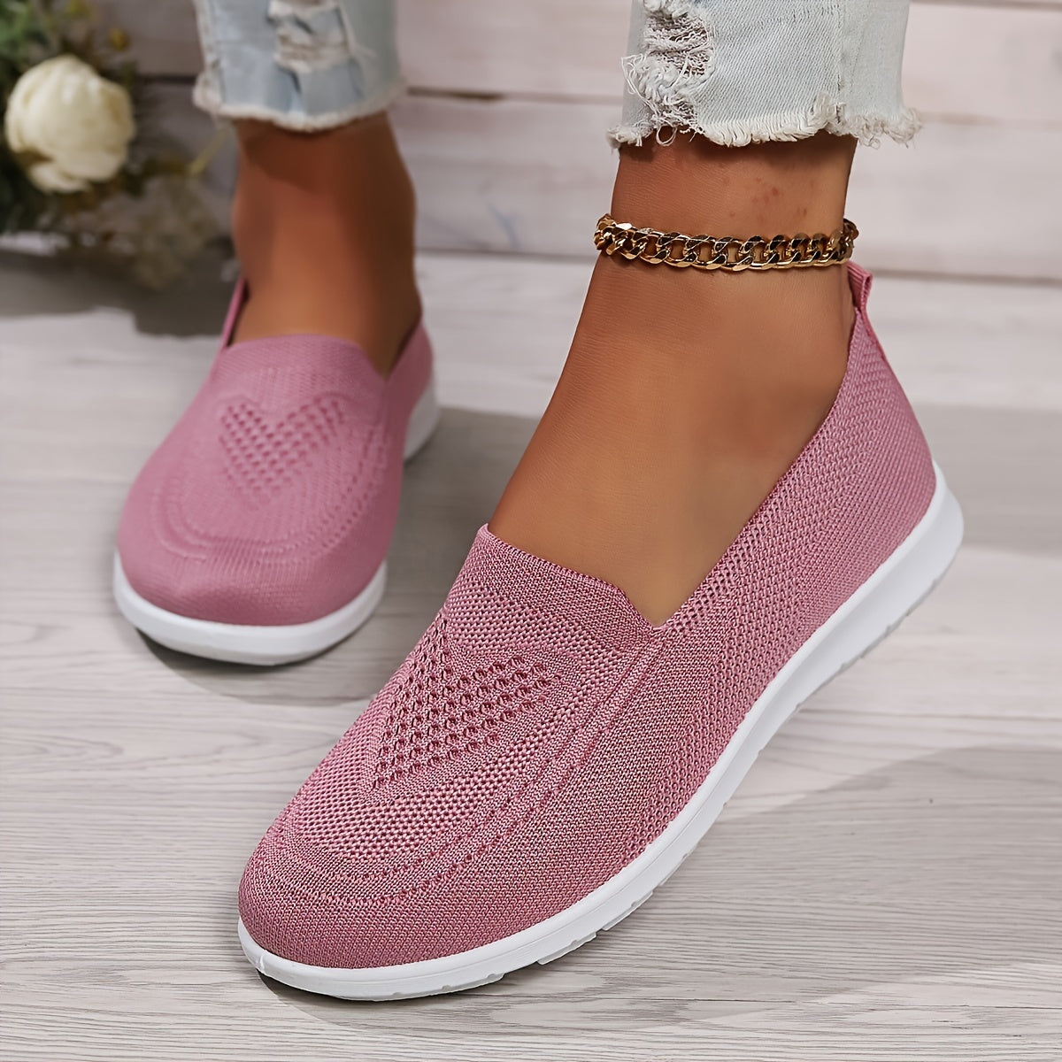 Women's Slip-On Trainers – Breathable Knit, Lightweight Everyday Wear