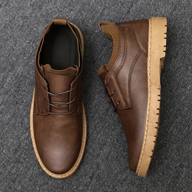 Men's Derby Shoes – Leather Chunky Sole, Comfortable Smart Casual Wear