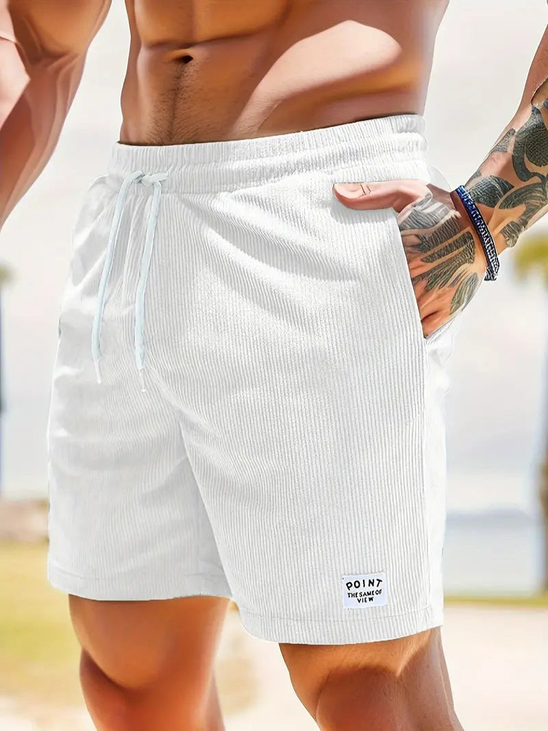 Men's Relaxed Fit Shorts – Drawstring Waist, Corduroy Casual Summer Wear