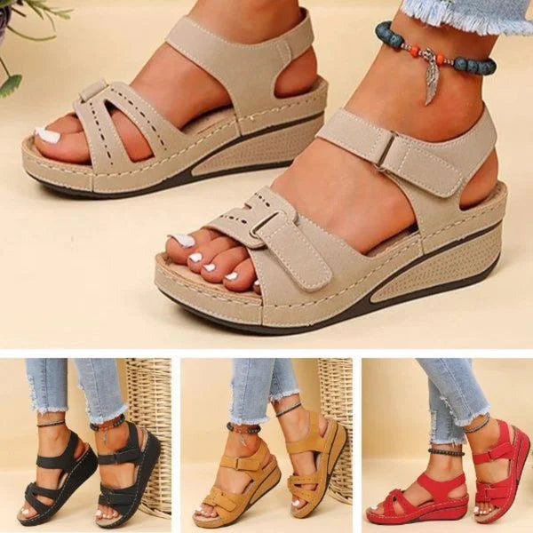 Women's Wedge Sandals – Adjustable Strap, Comfy Everyday Summer Shoes