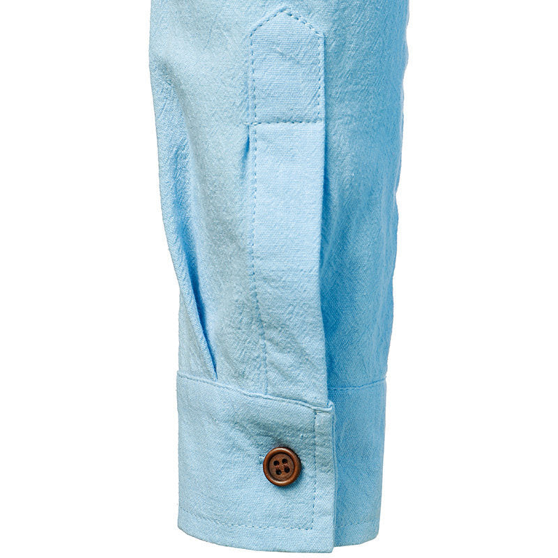 Men's Linen Shirt – Long Sleeve Button-Up, Relaxed Fit Smart Casual Wear