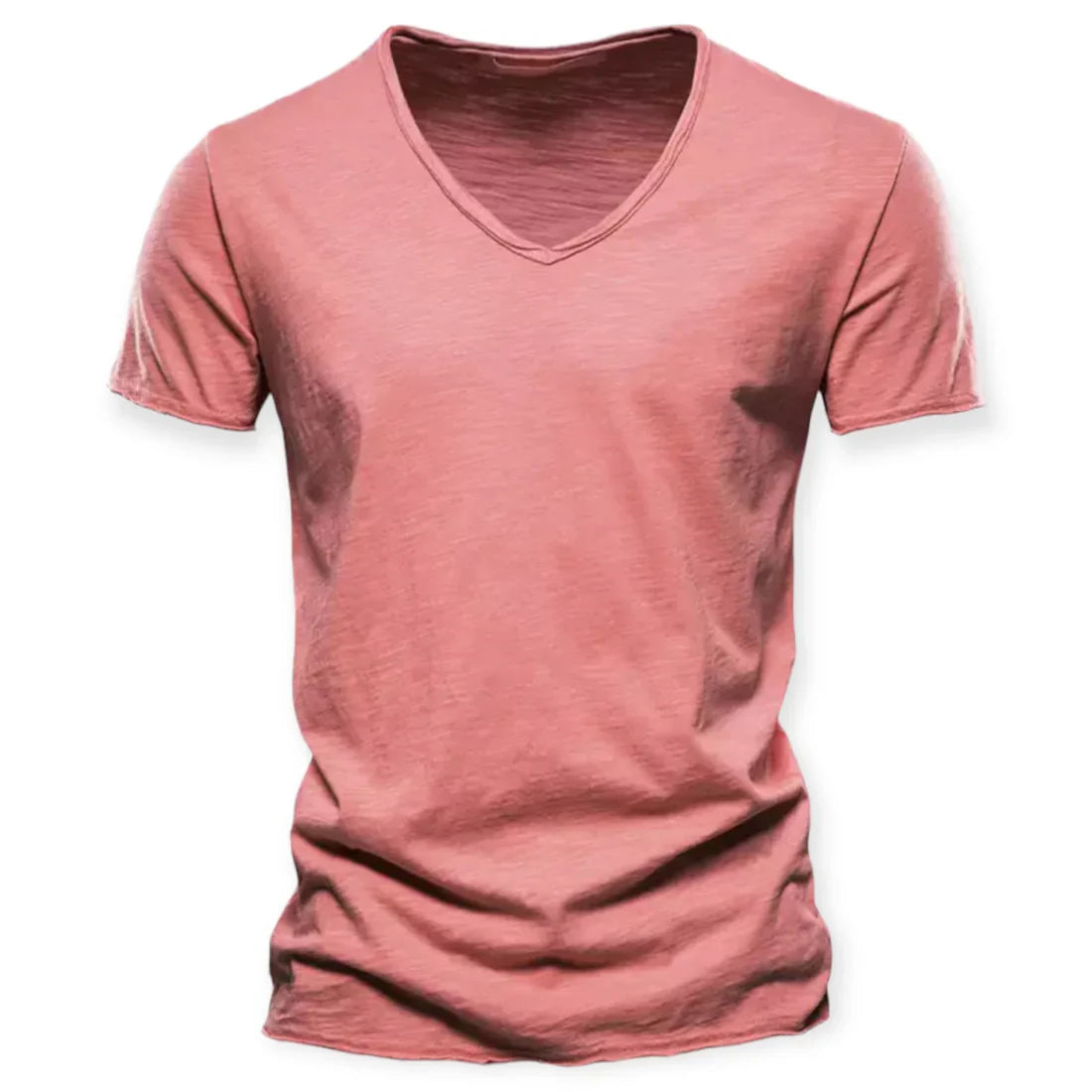 Men's V-Neck T-Shirt – Plain Cotton, Slim Fit Summer Tee