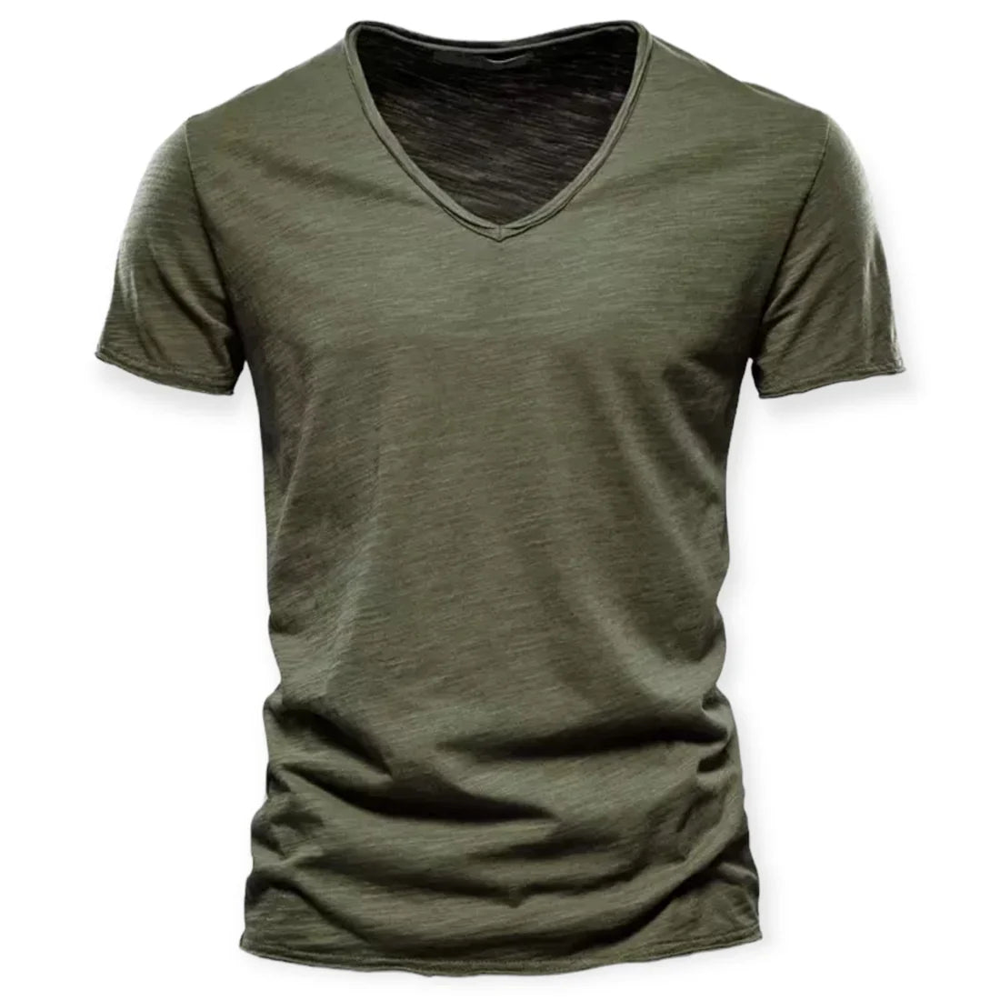 Men's V-Neck T-Shirt – Plain Cotton, Slim Fit Summer Tee