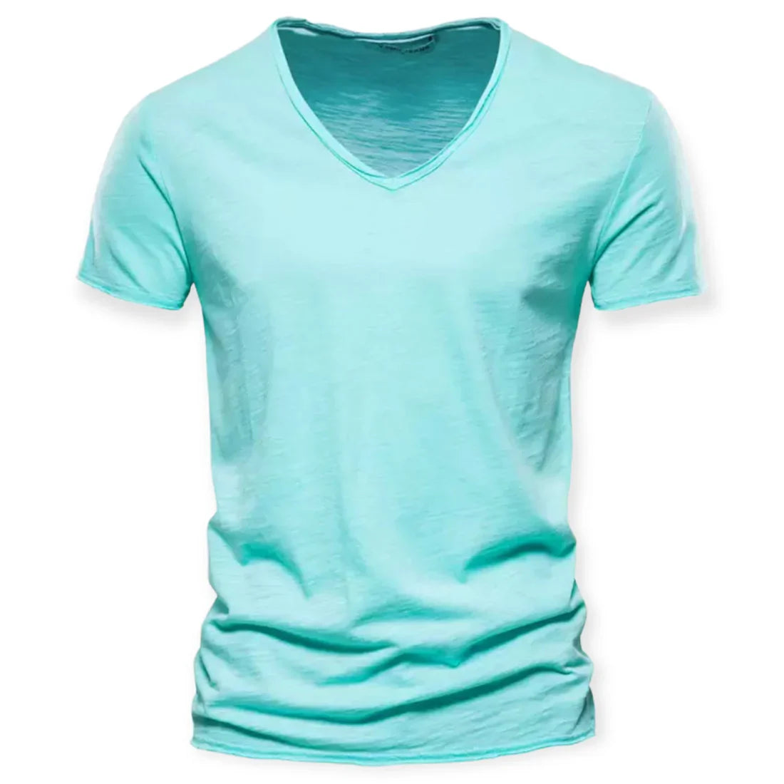 Men's V-Neck T-Shirt – Plain Cotton, Slim Fit Summer Tee