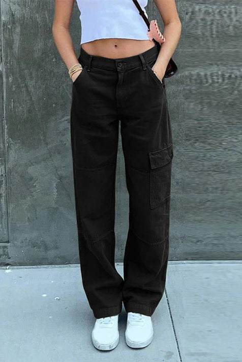 Women’s Cargo Trousers – Utility Pocket Detail, Relaxed Fit Streetwear