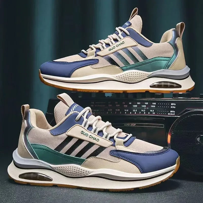 Men's Chunky Trainers – Retro Stripe Design, Comfortable Casual Streetwear