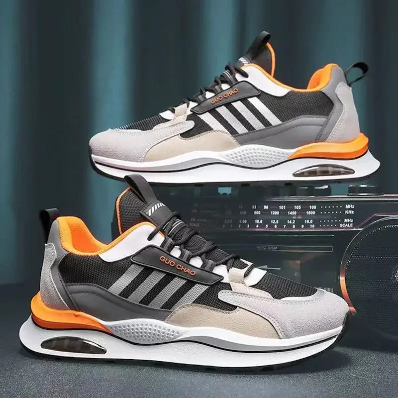 Men's Chunky Trainers – Retro Stripe Design, Comfortable Casual Streetwear