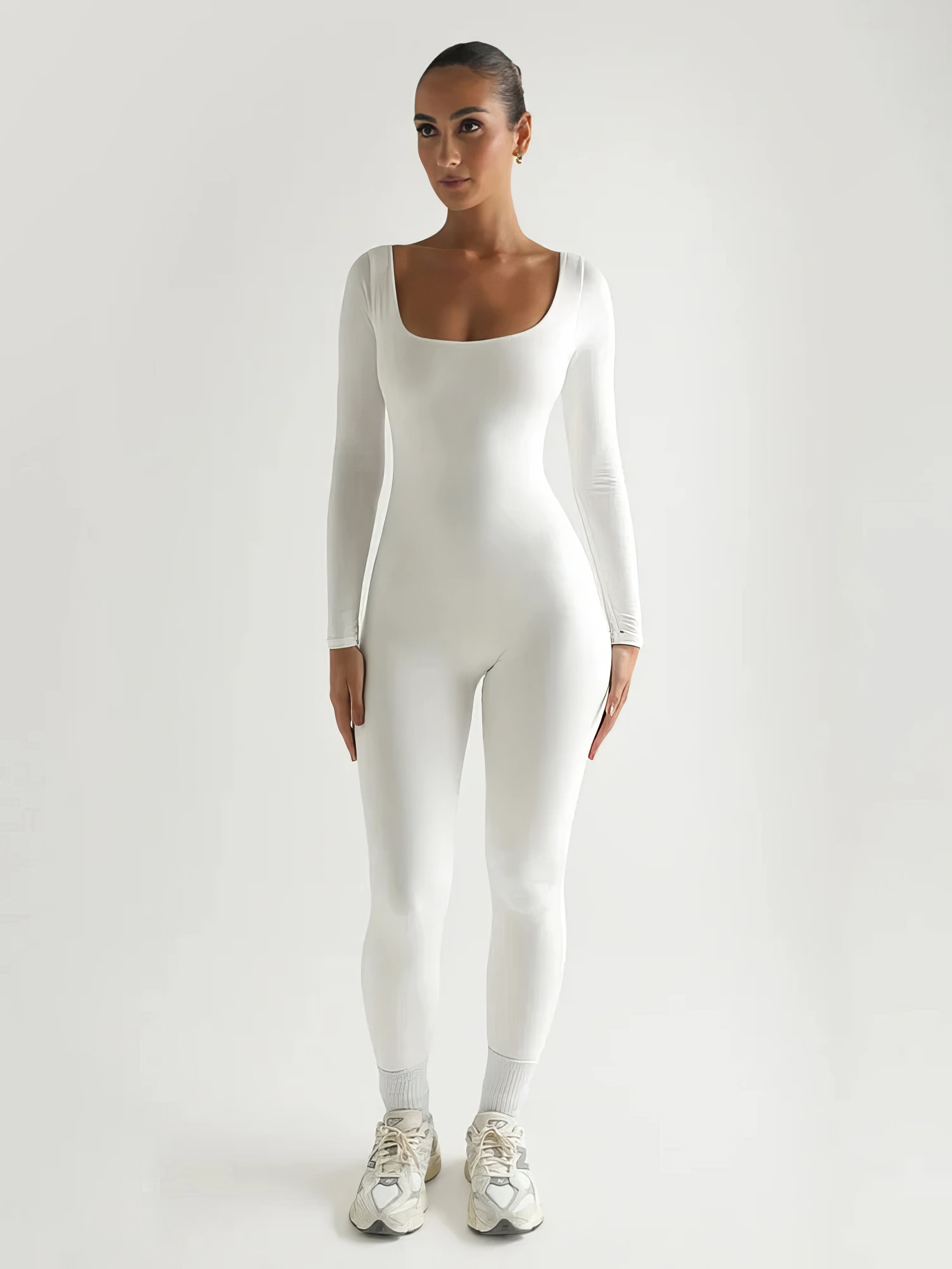 Sculpted Long Sleeve Jumpsuit – Seamless Stretch One-Piece