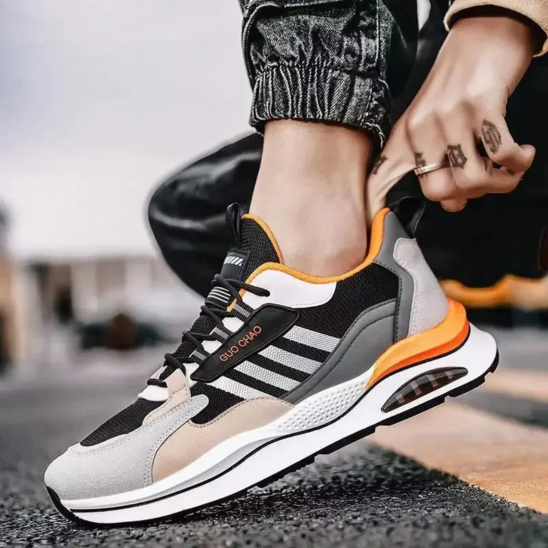 Men's Chunky Trainers – Retro Stripe Design, Comfortable Casual Streetwear