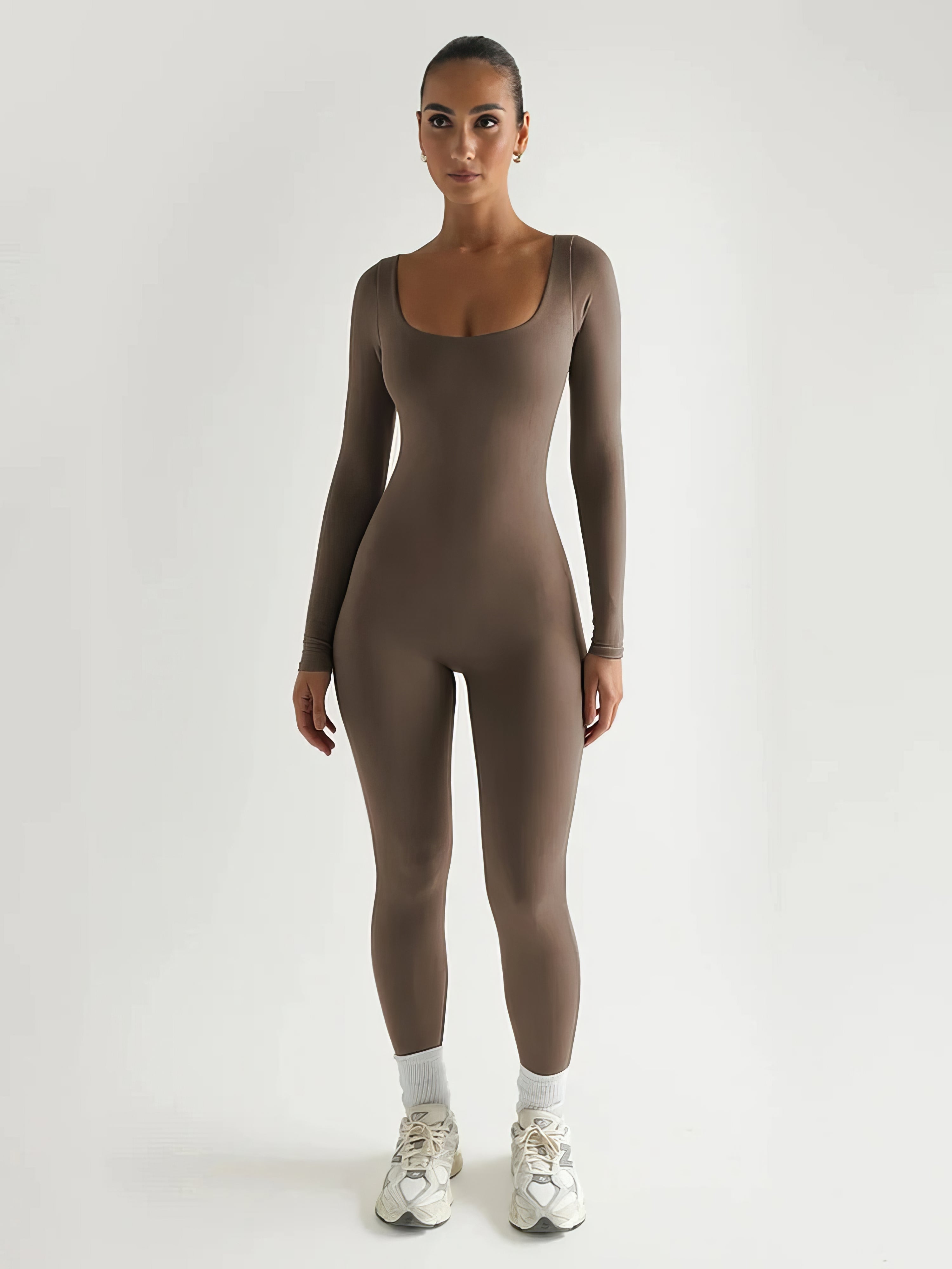 Sculpted Long Sleeve Jumpsuit – Seamless Stretch One-Piece
